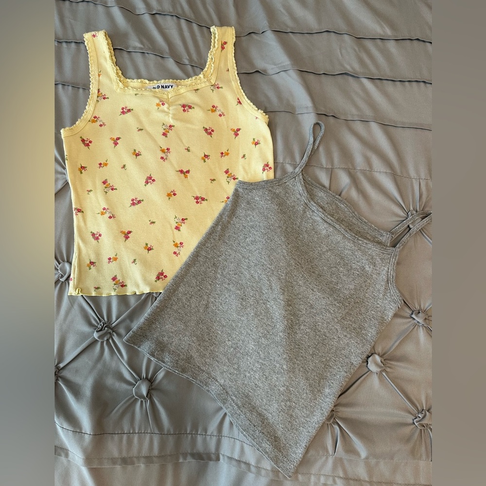 Yellow Floral and Gray Tank Tops for Kids